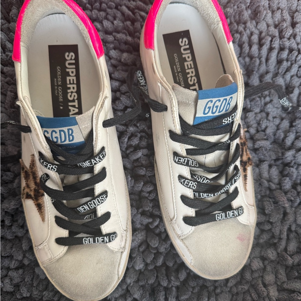 Golden Goose Women's Sneakers - White with Pink and Black Details